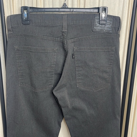LIKE NEW! MENS DARK GRAY LEVI’S 511 W33xL34 SLIM FIT - Picture 6 of 9